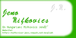 jeno mifkovics business card